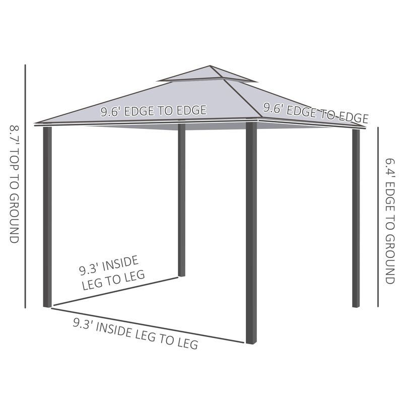 Gray Backyard Haven: 10'x10' Soft Top Gazebo with Double Roof