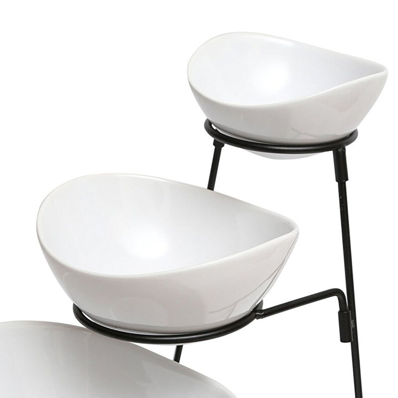 Gibson Elite Gracious Dining 3 Tier Bowl Server Set with Metal Stand