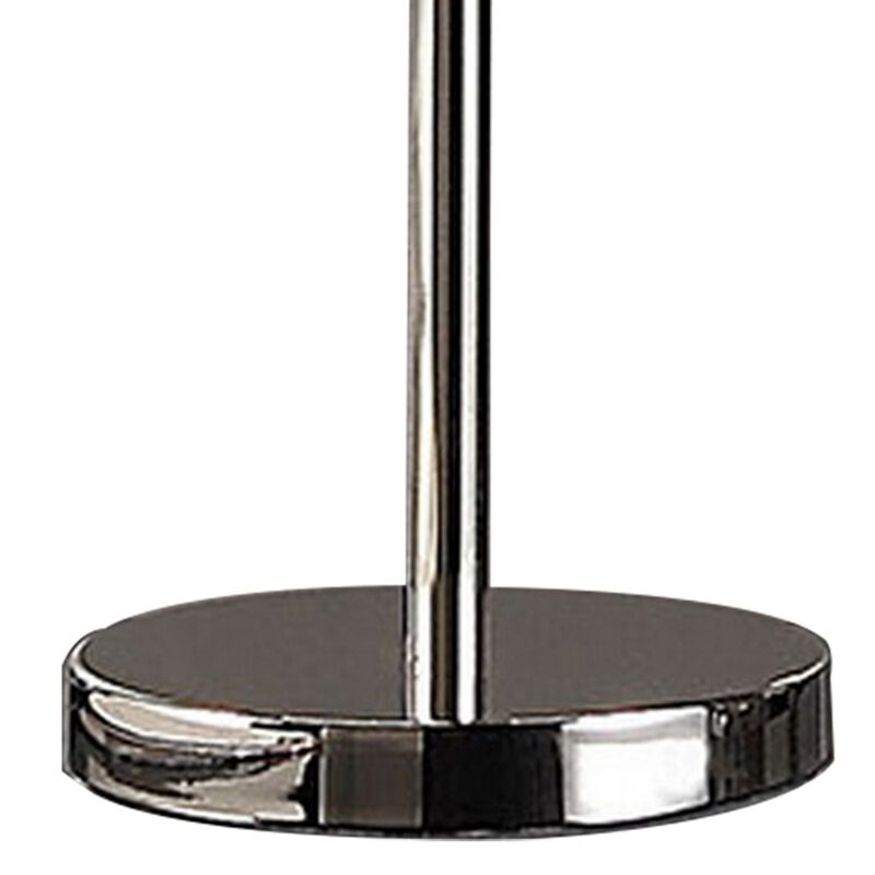 Spark 23 Inch Table Lamp, 2 Cylindrical Shades, Bright Nickel Silver Finish - Benzara