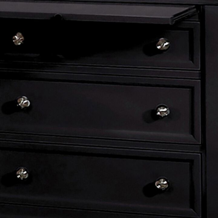 Lila 30 Inch Nightstand with Slide Out Tray, Felt Lined Top Drawer, Black-Benzara