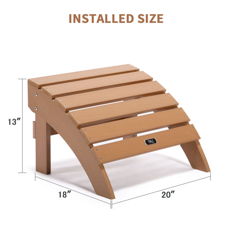 Adirondack Ottoman Footstool All-Weather And Fade-Resistant Plastic Wood For Lawn