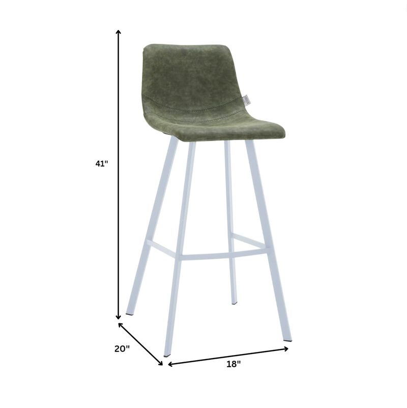 LeisureMod Elland Bar Stool – Modern White Base with Comfortable Padded Seat – Set of 2, Stylish and Durable