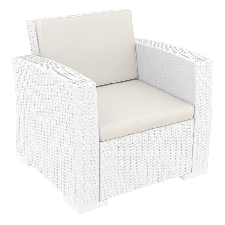 33" Brown Outdoor Patio Club Chair with Natural Beige Sunbrella Cushion