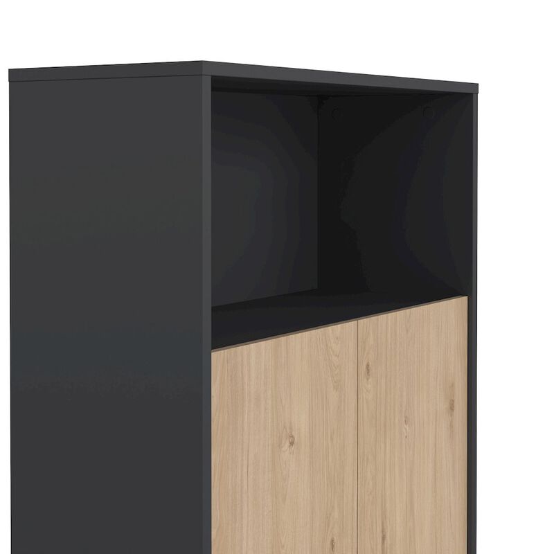 Tvilum Adjustable 3 Shelf Bookcase with 2 Doors, Open Storage Home Office Bookshelf