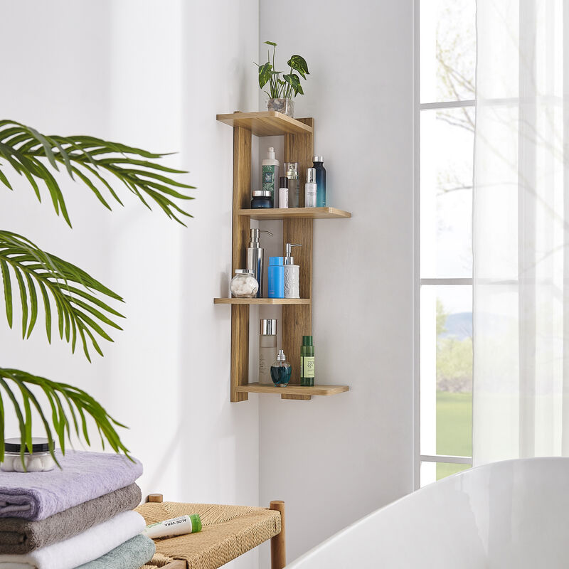 Alvar Corner 4-Tier Floating Ledge Column Wall Shelf
