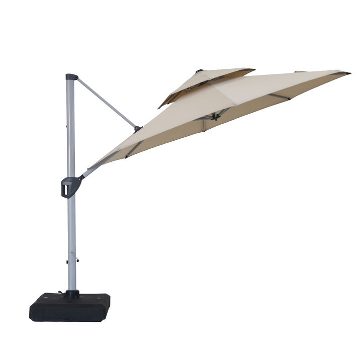 Mondawe 10ft Square Cantilever Patio Umbrella with Weighted Base Included Mondawe 10ft Square Cantilever Patio Umbrella with Weighted Base Included