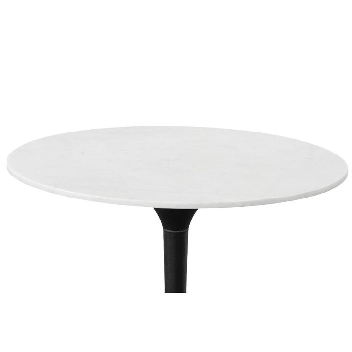 Carolina Living Enzo 30 Round Marble Top Dining Table - White Top - Black Base