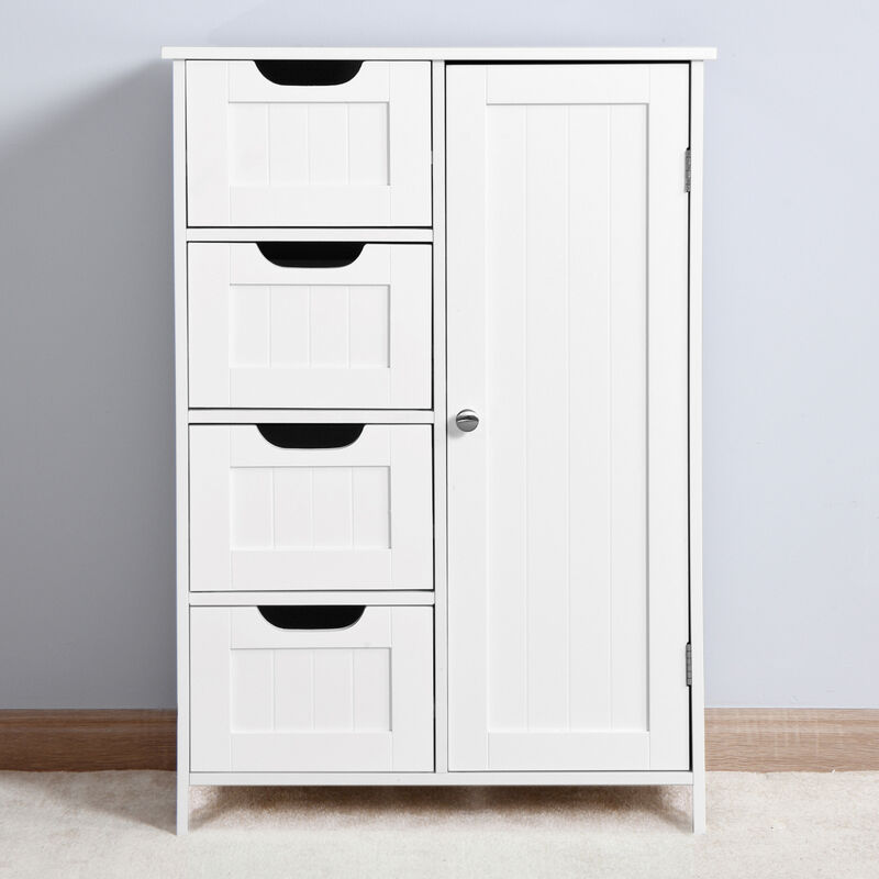 Bathroom Storage Cabinet, Floor Cabinet With Adjustable Shelf And Drawers