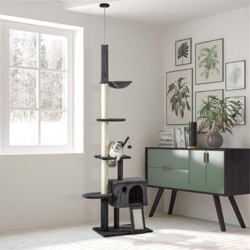 Cat Tree Multi-Level Tower with Cozy Condo, Scratching Posts, and Perches for Indoor Cats
