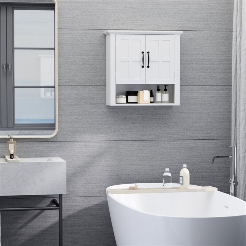 Bathroom Wall Cabinet with 2 Shelves, Compact Wall-Mounted Storage Organizer for Small Spaces