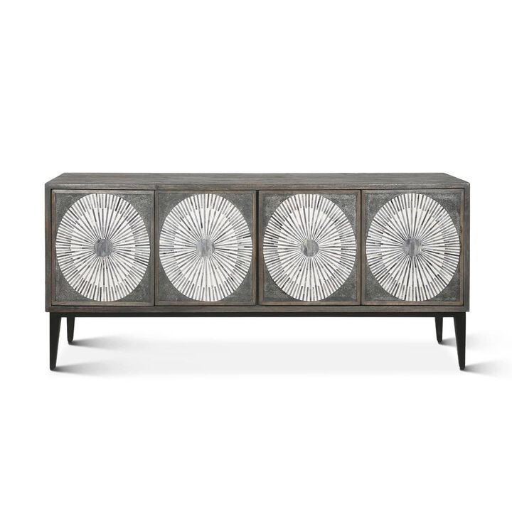 World Interiors Palm Desert Modern Bone Inlay Sideboard in Vintage Gray