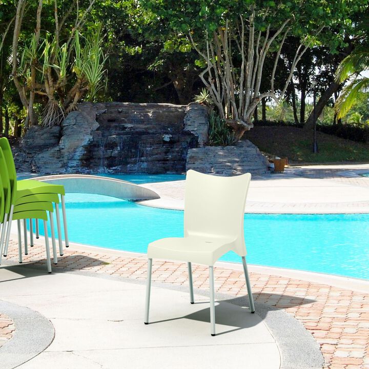 33.25" White Stackable Outdoor Patio Dining Chair