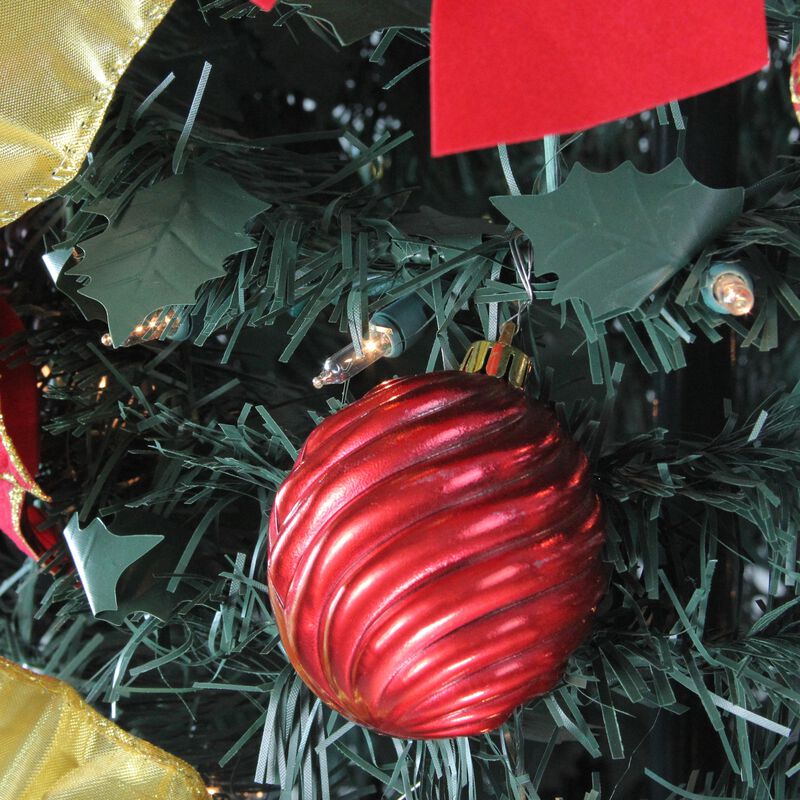 6' Pre-Lit Gold and Red Pre-Decorated Pop-Up Artificial Christmas Tree  Clear Lights