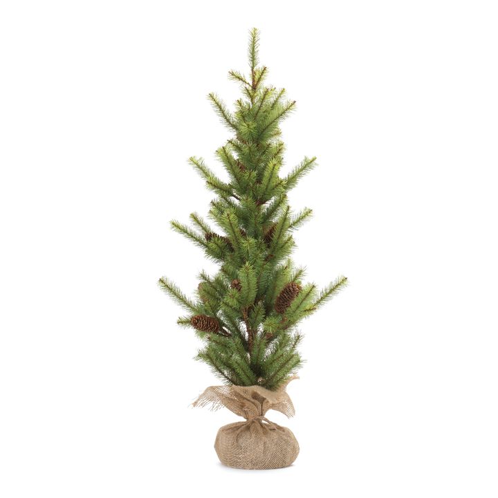 3' Pine Tree with Burlap Base for Rustic Holiday Décor and Seasonal Styling