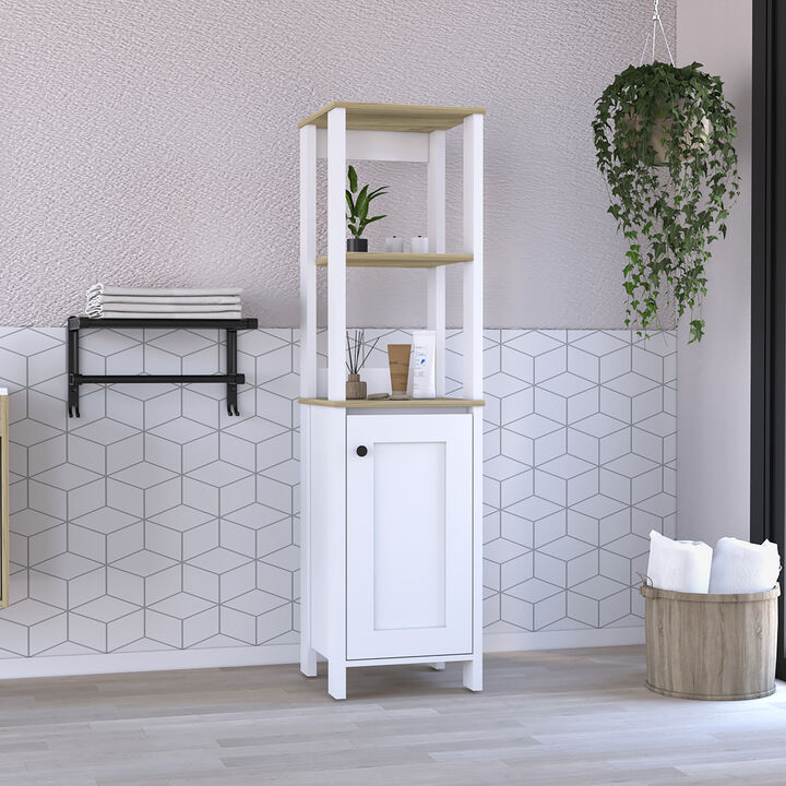 Linen Cabinet Jannes, Bathroom, Light Oak / White