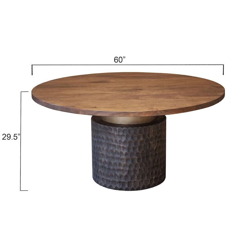 World Interiors Vallarta Round Two Tone Mango Wood Dining Table