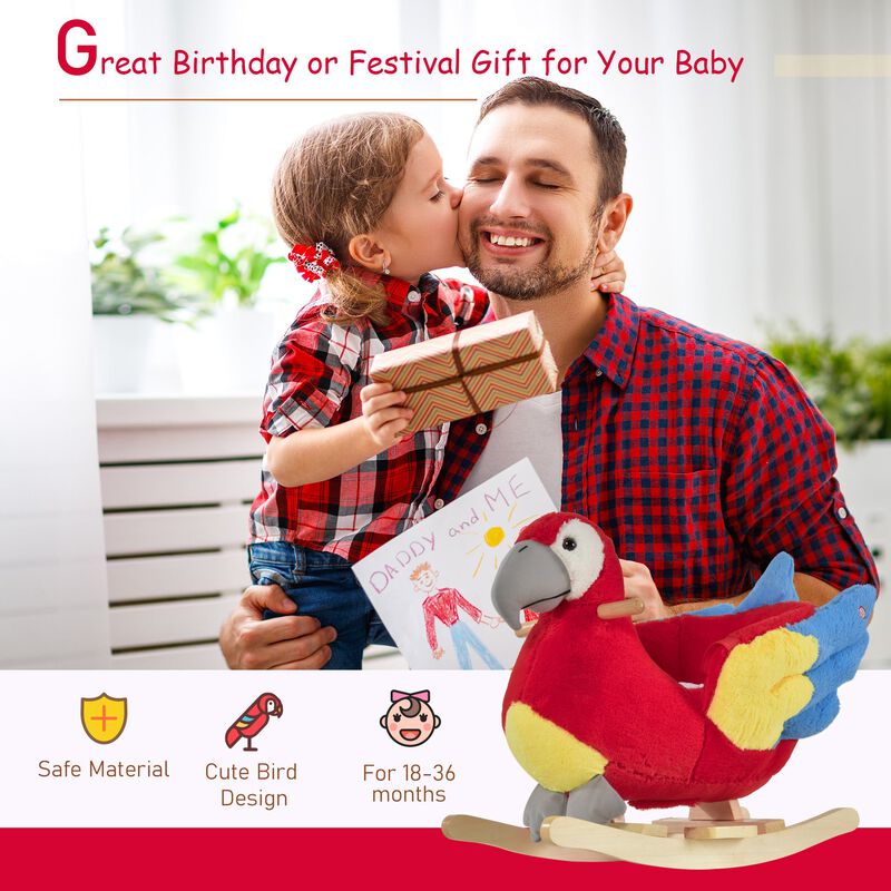 Red Parrot Rocker: Musical Plush Toy for Toddlers 18-36 Months