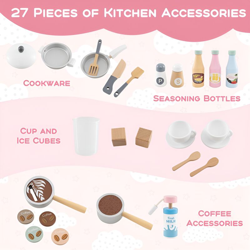 Kitchen Playset with Coffee Maker and Accessories for Kids Pretend Play Toy Set