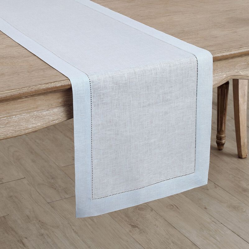 Solino Home 100% Pure Linen Table Runner | Classic Hemstitch for Thanksgiving, Christmas