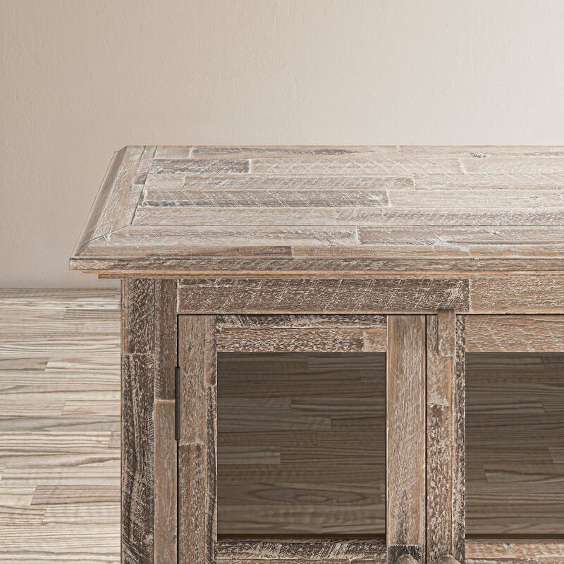 Jofran Rustic Shores 54 Coastal Distressed Acacia Four-Door Credenza Cabinet