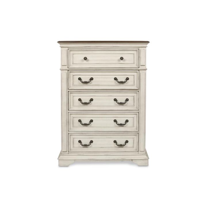 New Classic Furniture Furniture Anastasia 6-Piece King Wood Bedroom Set in Ant White