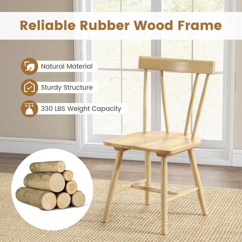 Windsor Style Armless Chairs with Solid Rubber Wood Frame