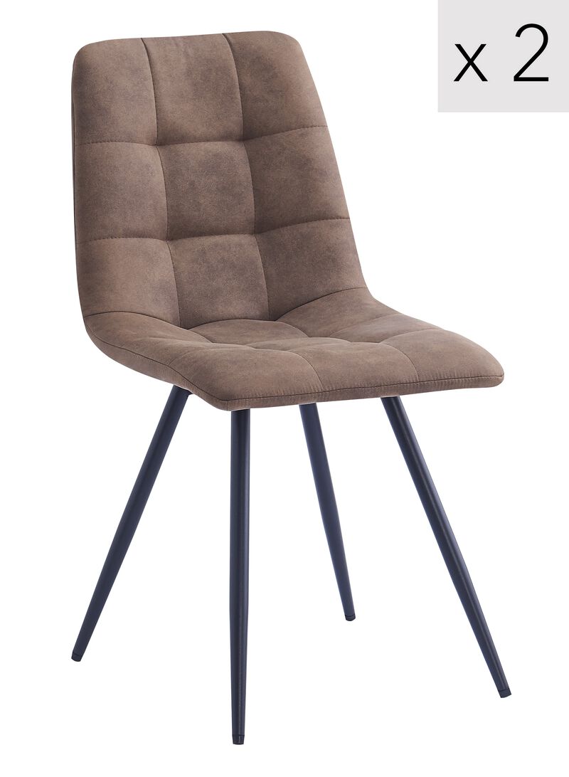 Set of 2 Scandinavian Dining Chairs with Metal Button Tufting