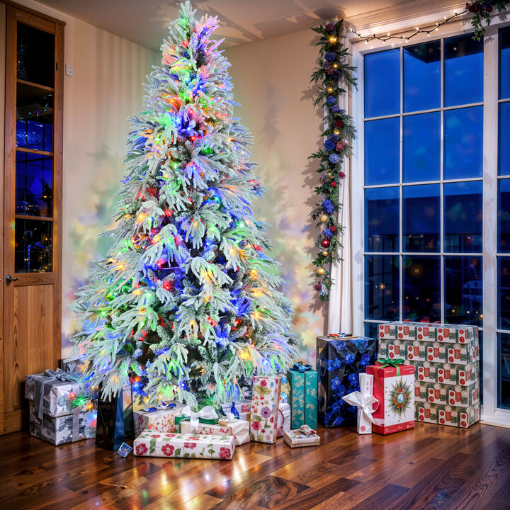 Merax Pre-Lit Spruce Snow Flocked Christmas Tree