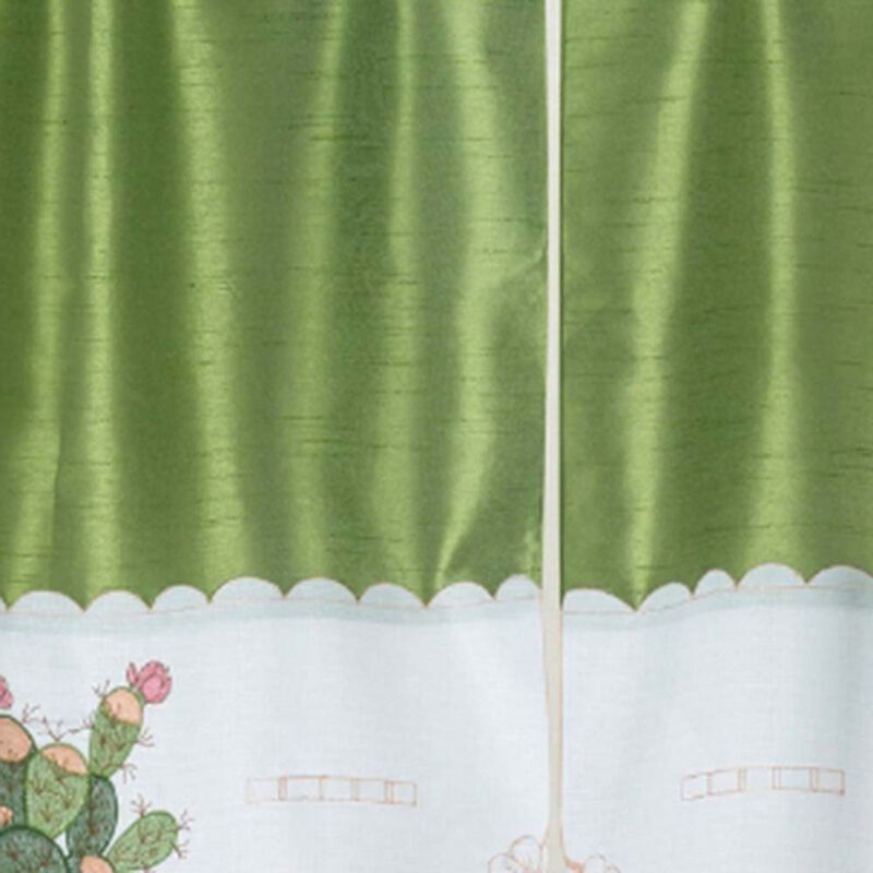 RT Designer's Collection 3 Piece Set Adds Charm Any Kitchen Decor Monarch Cactus Kitchen Curtain 52" x 18" Sage