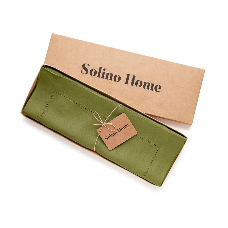 Solino Home 100% Pure Linen Placemats Set of 4 - 14 x 19 Inch | Classic Hemstitch