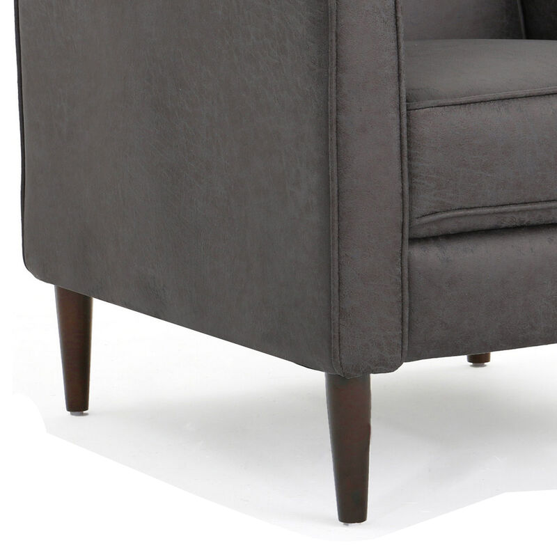 Dupe Manual Recliner Chair, Button Tufted Dark Gray Plush Fabric - Benzara