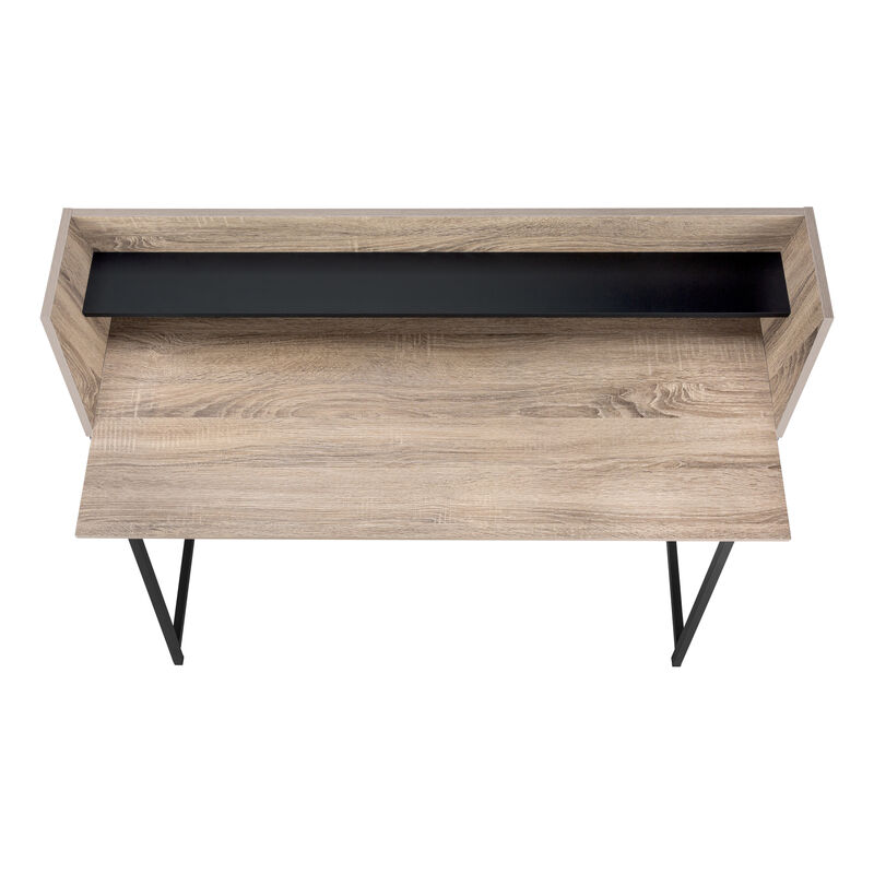 Monarch Specialties I 7546 Computer Desk, Home Office, Laptop, Storage Shelves, 48"L, Work, Metal, Laminate, Brown, Black, Contemporary, Modern