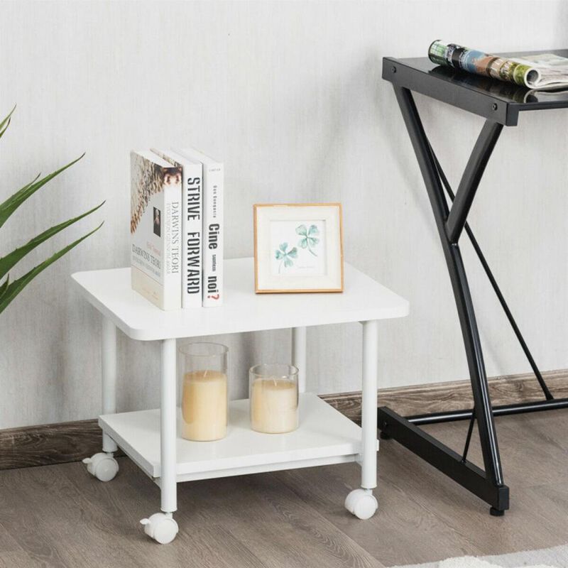 Under Desk Printer Stand with 360� Swivel Casters-White