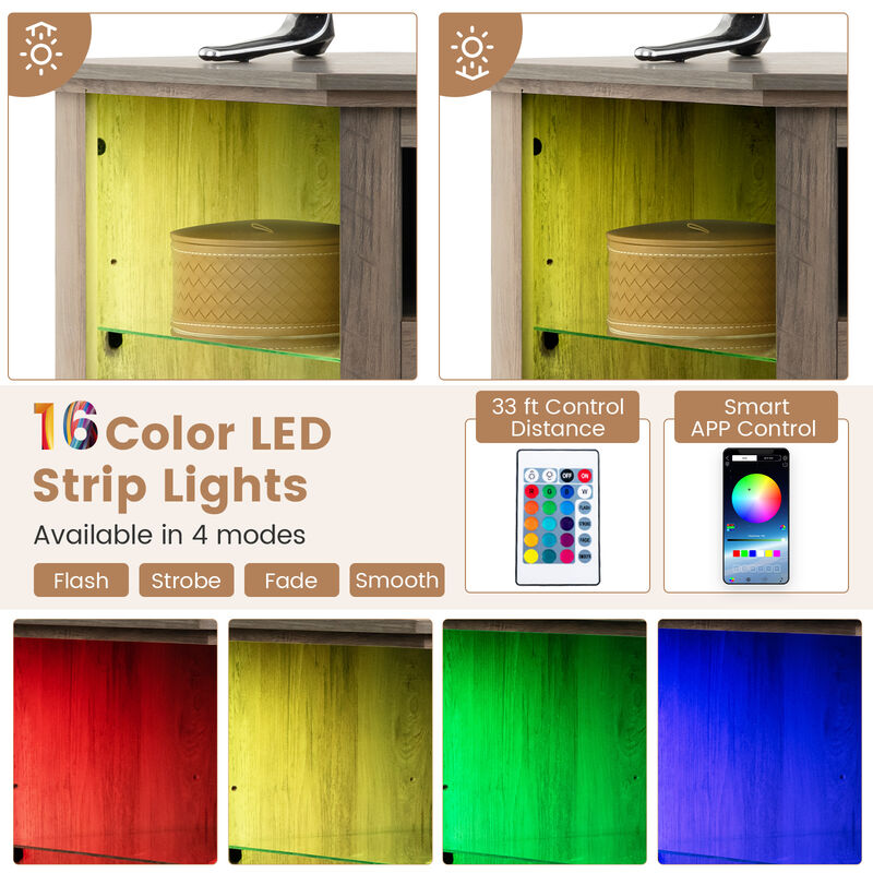 Modern TV Stand with LED Lights – Entertainment Center for Living Room Storage