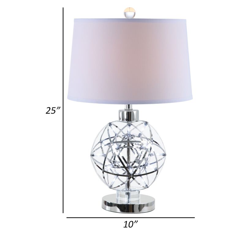 Cue 25 Inch Table Lamp, Empire Fabric Shade, Accent Nickel Round Base-Benzara