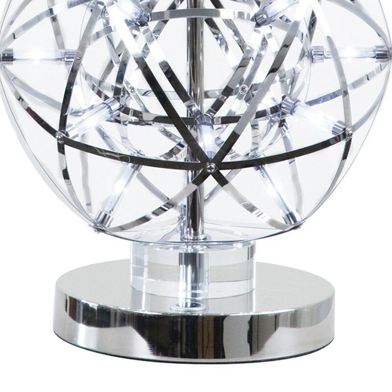 Cue 25 Inch Table Lamp, Empire Fabric Shade, Accent Nickel Round Base-Benzara