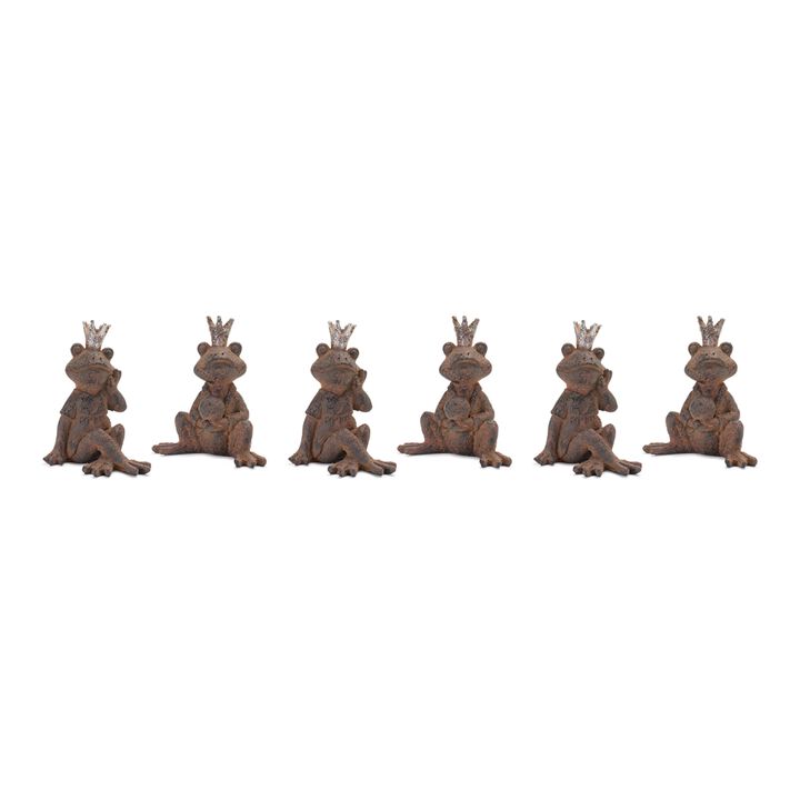 Set of 6 Royal Frog Resin Figurines – Decorative Garden Statues for Yard and Outdoor Decor