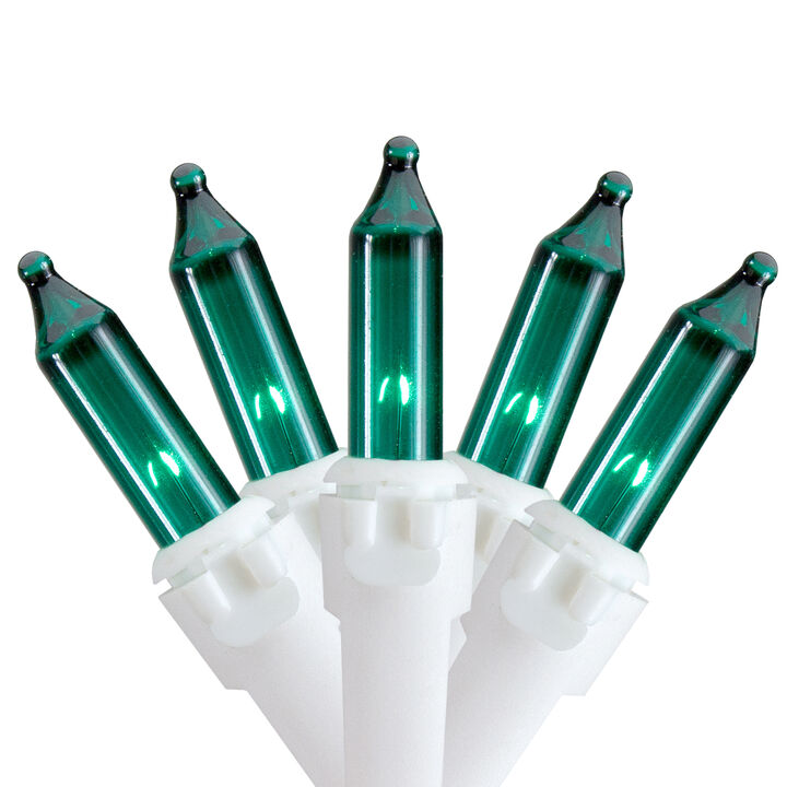 50 Count Teal Mini Christmas Light Set  17 ft White Wire