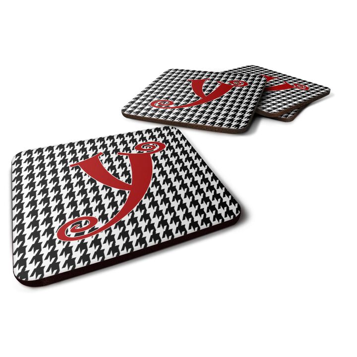 Caroline's Treasures CJ1035-YFC Monogram-Houndstooth Black Foam Coasters (Set of 4), Initial Letter Y, 3.5 H x 3.5 W, Multicolor