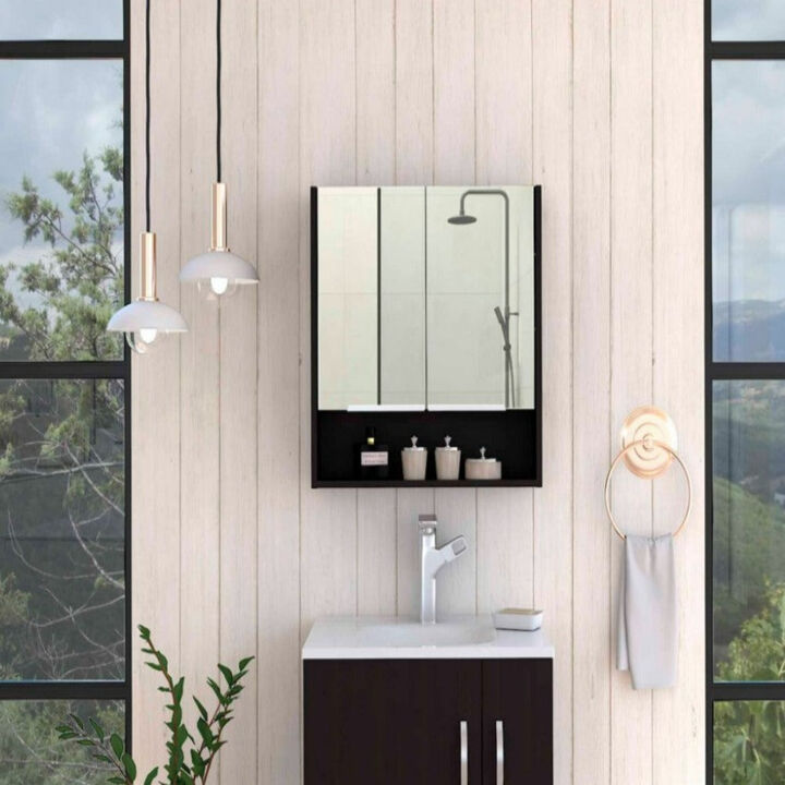Medicine Cabinet With Mirror Lexington, Bathroom, Black