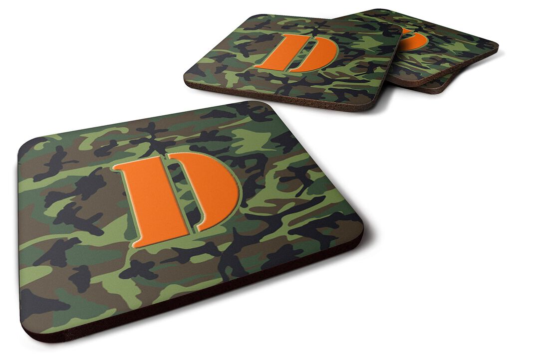 Caroline's Treasures CJ1030-DFC Monogram-Camo Green Foam Coasters (Set of 4), Initial Letter D, 3.5 H x 3.5 W, Multicolor