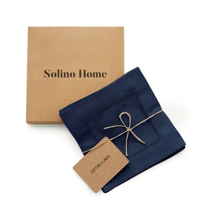 Solino Home Cotton Linen 6 x 6 Inch Cocktail Napkins Set of 13