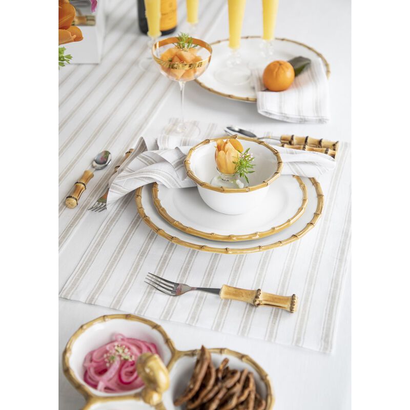 Solino Home 100% Pure Linen Placemats 14 x 19 Inch Set of 4 |Capri Ticking Stripe