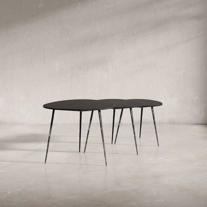 Jofran Reeves Abstract Contemporary Solid Acacia Wood Nesting End Tables (Set of 3)