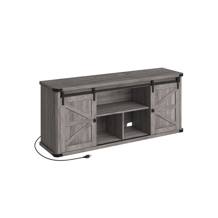 TV Stand for TVs up to 65 Inches, Farmhouse Entertainment Center with Sliding Barn Doors