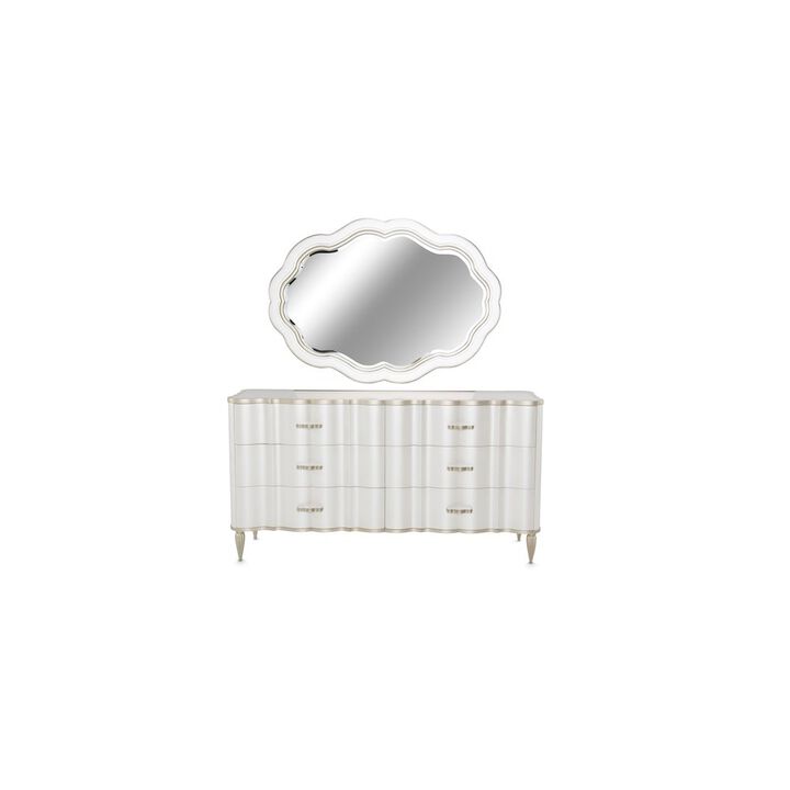 Michael Amini London Place Dresser with Mirror - Creamy Pearl