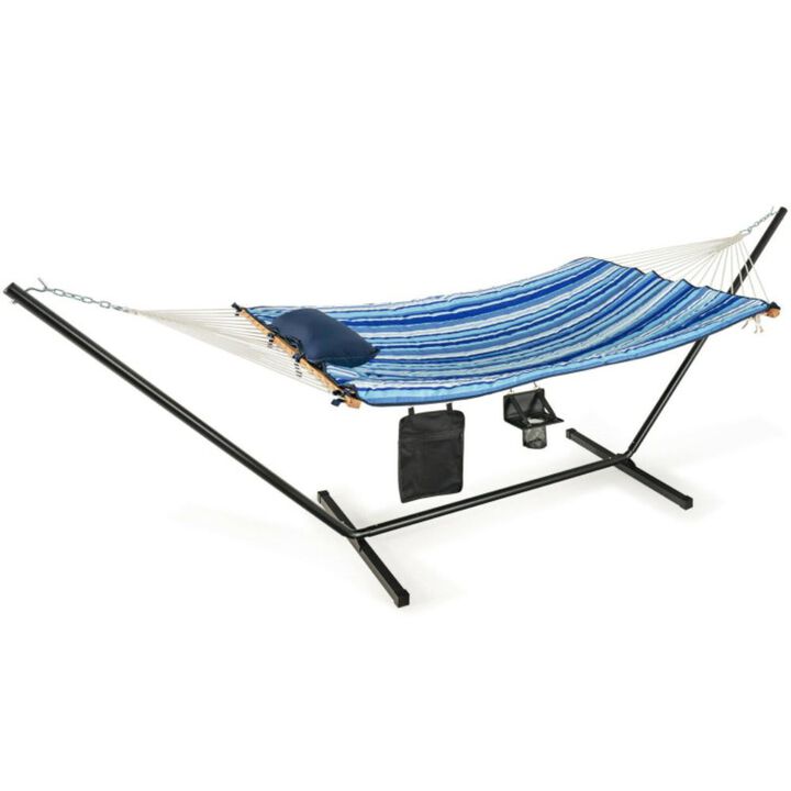 Hivvago  Hammock Chair Stand Set Cotton Swing with Pillow Cup Holder Indoor Outdoor Hivvago  Hammock Chair Stand Set Cotton Swing with Pillow Cup Holder Indoor Outdoor