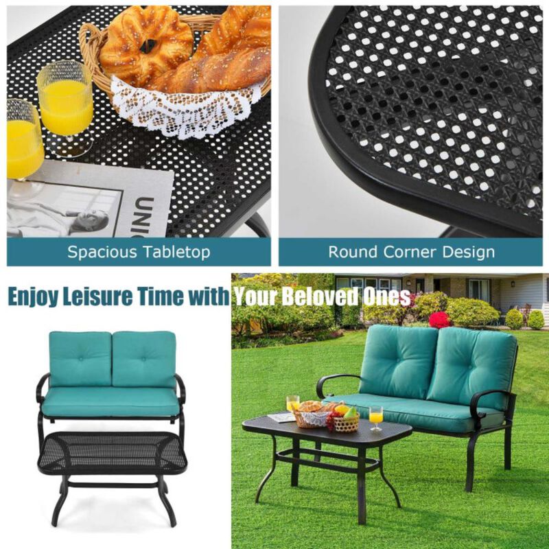 Hivvago 2 Pieces Patio Loveseat Bench Table Furniture Set with Cushioned Chair