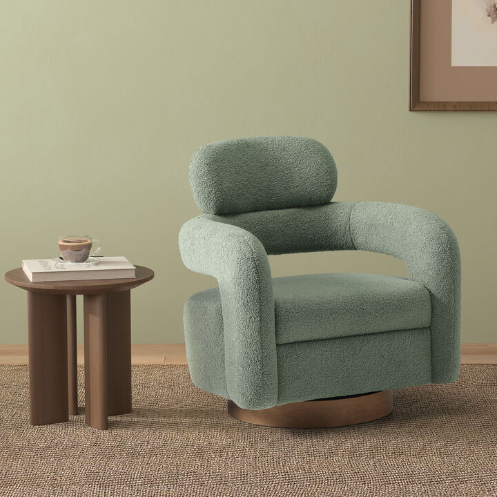 WestinTrends Mid-Century Modern Sherpa Swivel Barrel Accent Chair