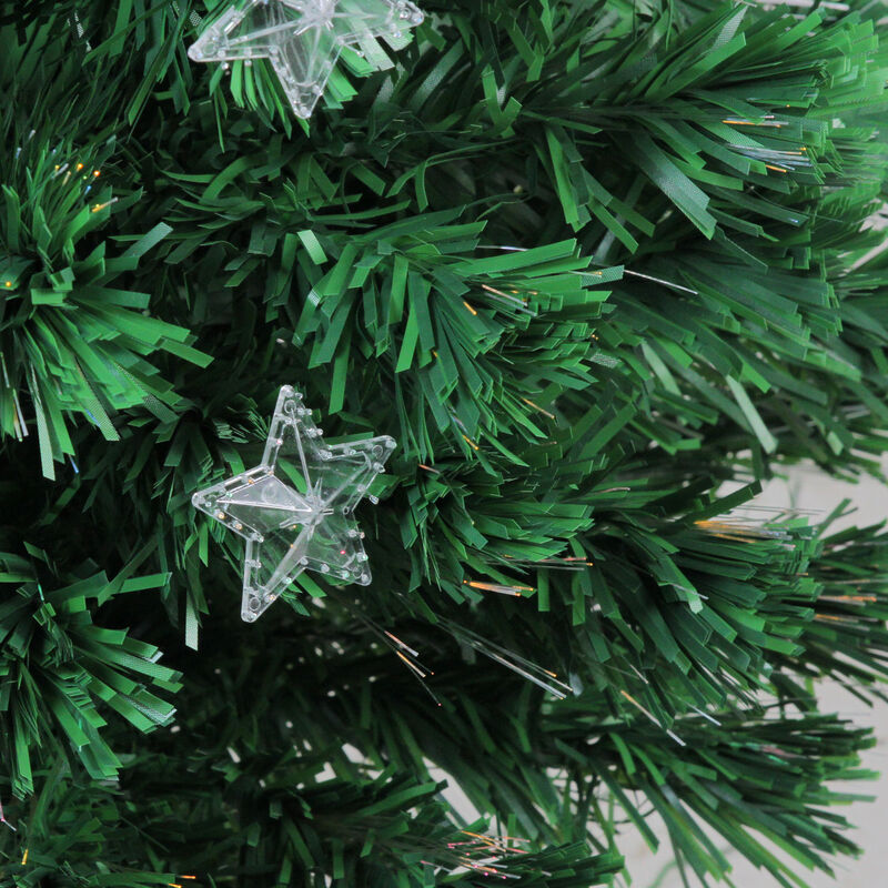 4' Pre-Lit Potted Fiber Optic Artificial Christmas Tree with Stars - Multicolor Lights